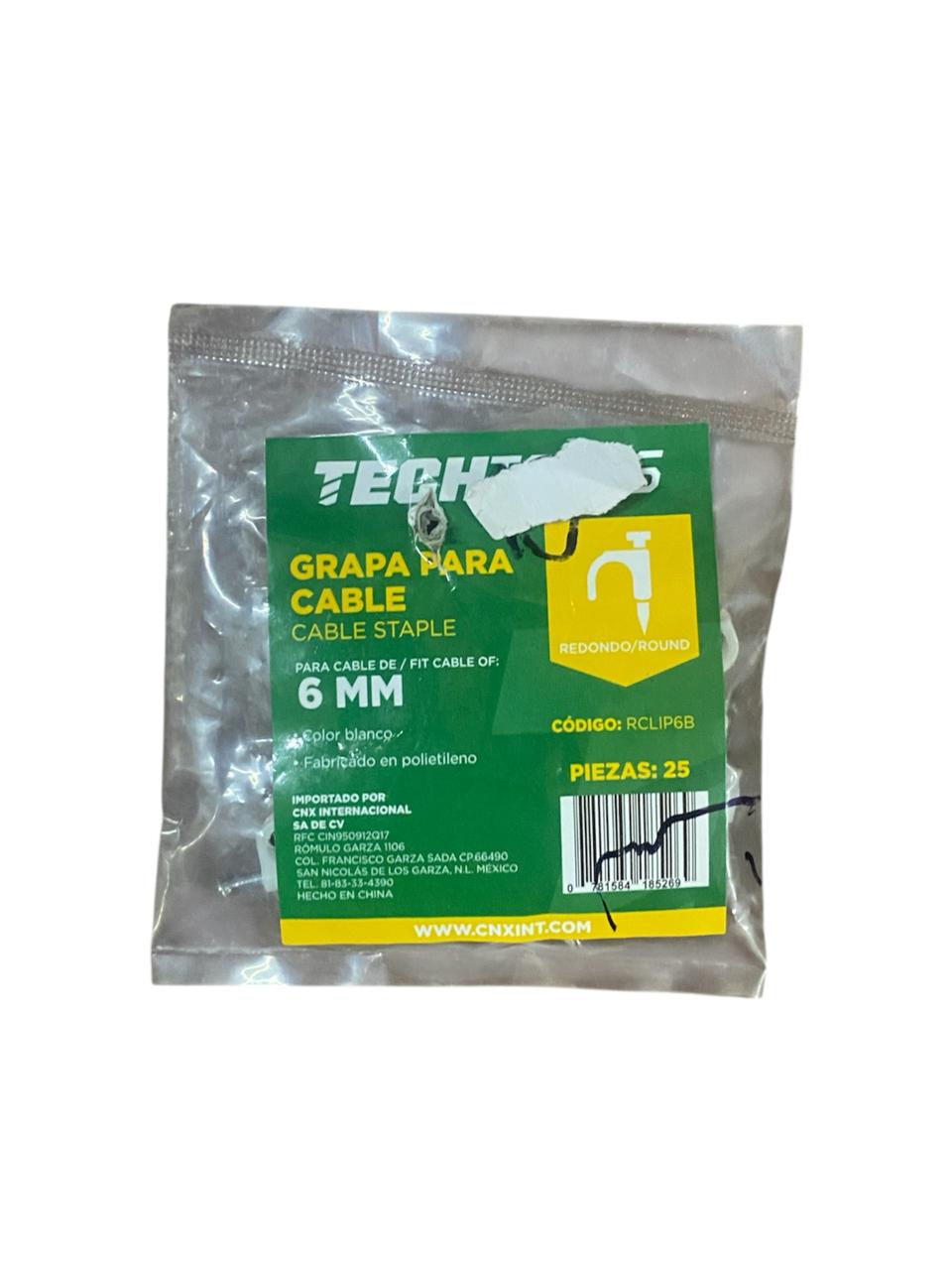 Grapa Para Cable 6mm 25pzas